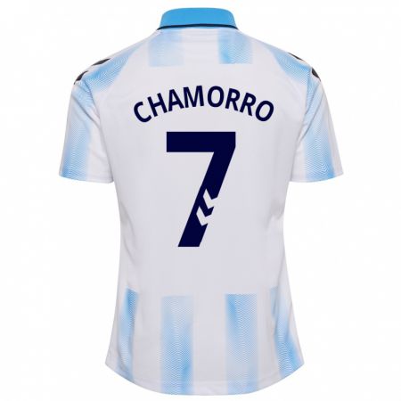 Kandiny Homme Maillot Alexis Chamorro #7 Blanc Bleu Tenues Domicile 2023/24 T-Shirt