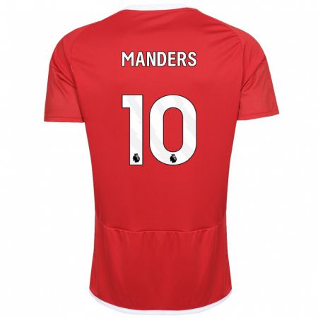 Kandiny Homme Maillot Holly Manders #10 Rouge Tenues Domicile 2023/24 T-Shirt