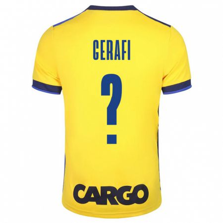 Kandiny Homme Maillot Omri Gerafi #0 Jaune Tenues Domicile 2023/24 T-Shirt