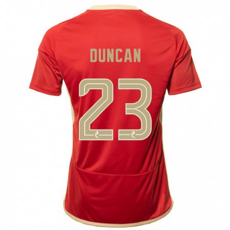 Kandiny Homme Maillot Ryan Duncan #23 Rouge Tenues Domicile 2023/24 T-Shirt