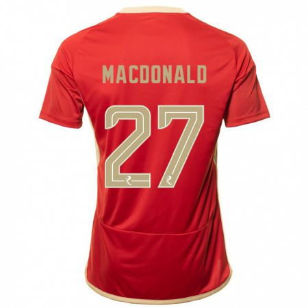 Kandiny Homme Maillot Angus Macdonald #27 Rouge Tenues Domicile 2023/24 T-Shirt