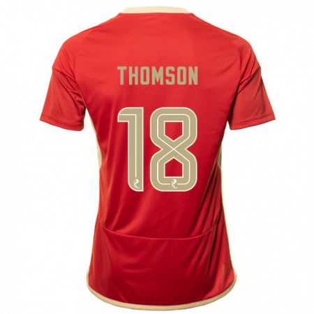 Kandiny Homme Maillot Eva Thomson #18 Rouge Tenues Domicile 2023/24 T-Shirt