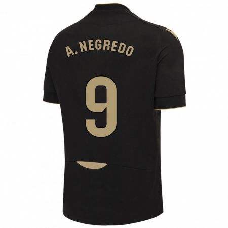 Kandiny Homme Maillot Álvaro Negredo #9 Noir Tenues Extérieur 2023/24 T-Shirt