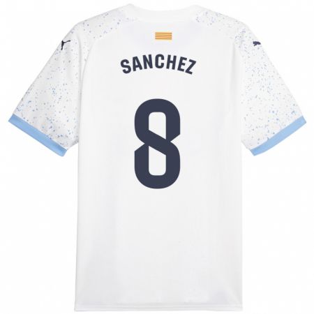 Kandiny Homme Maillot Miguel Ángel Sánchez #8 Blanc Tenues Extérieur 2023/24 T-Shirt