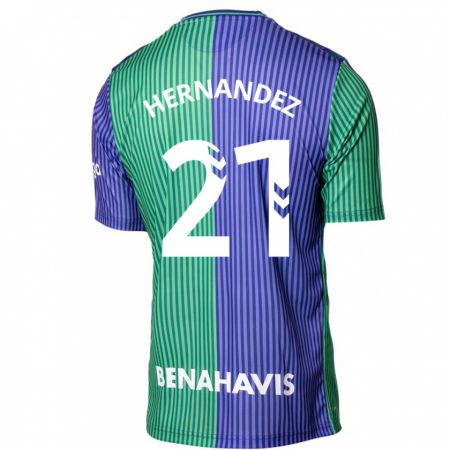 Kandiny Homme Maillot Juan Hernández #21 Vert Bleu Tenues Extérieur 2023/24 T-Shirt