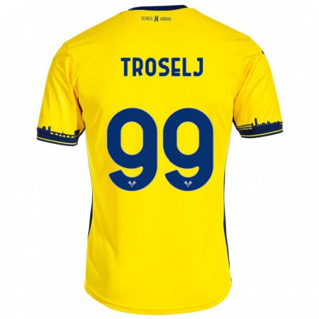 Kandiny Homme Maillot Ethan Troselj #99 Jaune Tenues Extérieur 2023/24 T-Shirt