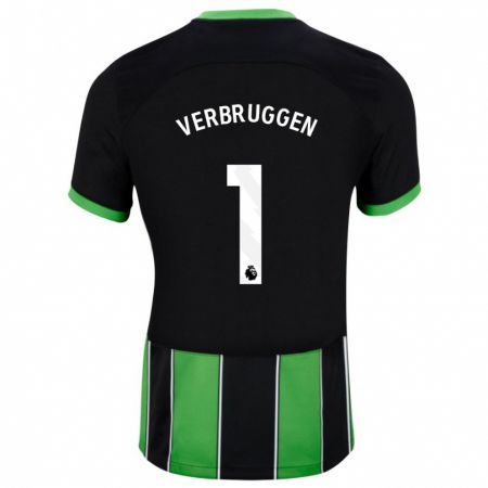 Kandiny Homme Maillot Bart Verbruggen #1 Vert Noir Tenues Extérieur 2023/24 T-Shirt