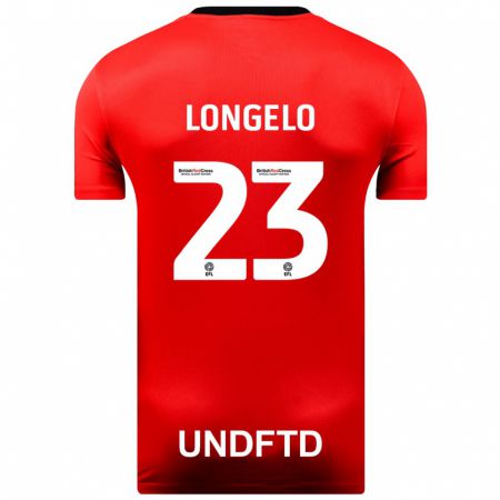 Kandiny Homme Maillot Emmanuel Longelo #23 Rouge Tenues Extérieur 2023/24 T-Shirt