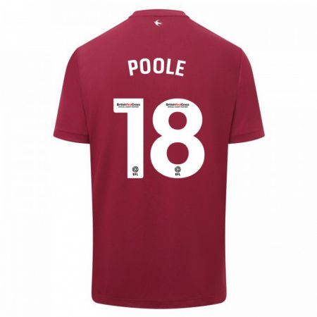 Kandiny Homme Maillot Phoebie Poole #18 Rouge Tenues Extérieur 2023/24 T-Shirt