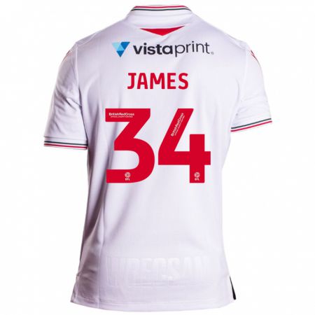 Kandiny Homme Maillot Aaron James #34 Blanc Tenues Extérieur 2023/24 T-Shirt