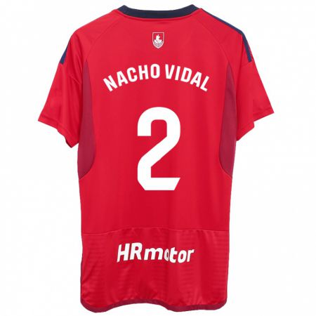 Kandiny Femme Maillot Nacho Vidal #2 Rouge Tenues Domicile 2023/24 T-Shirt