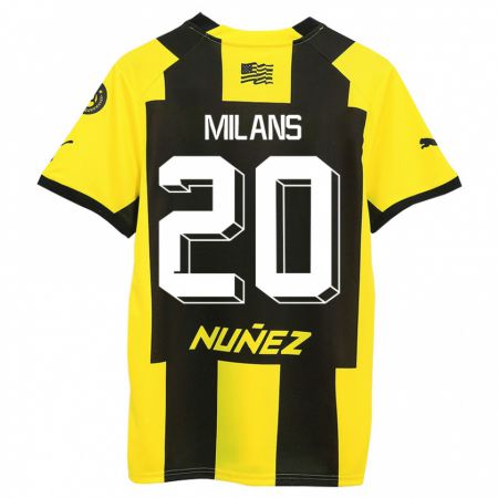 Kandiny Femme Maillot Pedro Milans #20 Jaune Noir Tenues Domicile 2023/24 T-Shirt