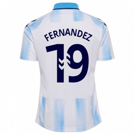 Kandiny Femme Maillot Raúl Fernández #19 Blanc Bleu Tenues Domicile 2023/24 T-Shirt