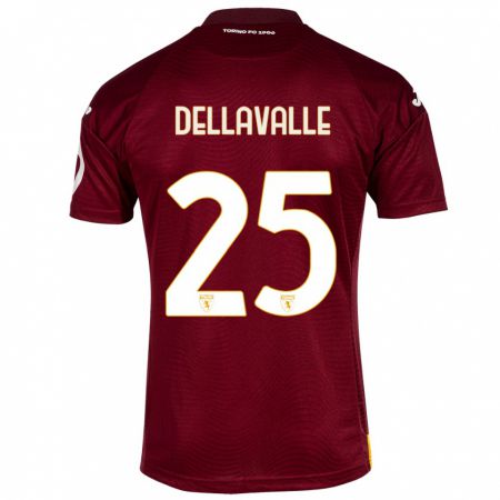 Kandiny Femme Maillot Alessandro Dellavalle #25 Rouge Foncé Tenues Domicile 2023/24 T-Shirt