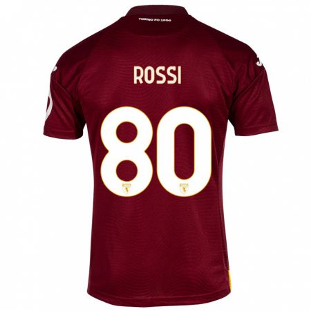 Kandiny Femme Maillot Simone Rossi #80 Rouge Foncé Tenues Domicile 2023/24 T-Shirt