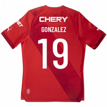 Kandiny Femme Maillot Bryan González #19 Rouge Tenues Extérieur 2023/24 T-Shirt