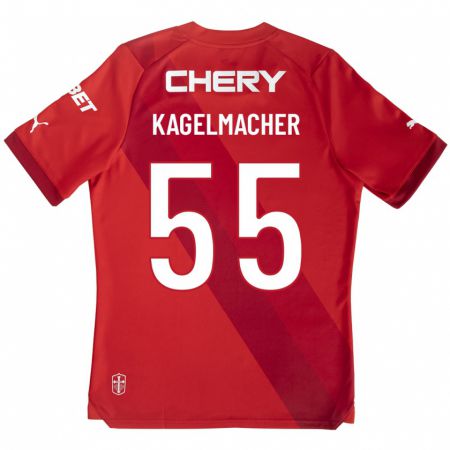 Kandiny Femme Maillot Gary Kagelmacher #55 Rouge Tenues Extérieur 2023/24 T-Shirt