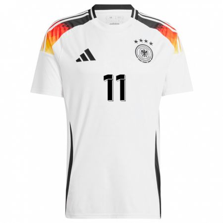 Kandiny Enfant Maillot Allemagne Lukas Nmecha #11 Blanc Tenues Domicile 24-26 T-Shirt