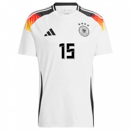 Kandiny Enfant Maillot Allemagne Yann Aurel Bisseck #15 Blanc Tenues Domicile 24-26 T-Shirt