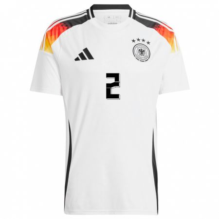 Kandiny Enfant Maillot Allemagne Antonio Rudiger #2 Blanc Tenues Domicile 24-26 T-Shirt