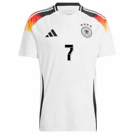 Kandiny Enfant Maillot Allemagne Ansgar Knauff #7 Blanc Tenues Domicile 24-26 T-Shirt