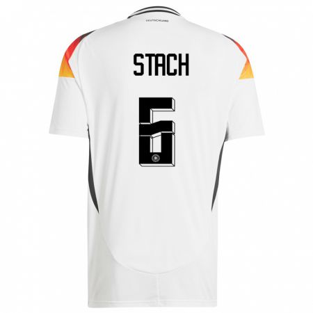 Kandiny Enfant Maillot Allemagne Anton Stach #6 Blanc Tenues Domicile 24-26 T-Shirt
