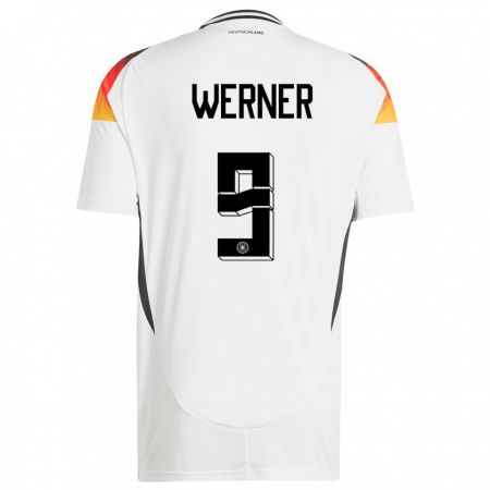 Kandiny Enfant Maillot Allemagne Timo Werner #9 Blanc Tenues Domicile 24-26 T-Shirt