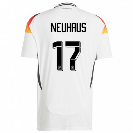 Kandiny Enfant Maillot Allemagne Florian Neuhaus #17 Blanc Tenues Domicile 24-26 T-Shirt