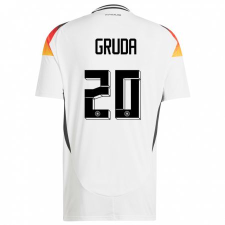 Kandiny Enfant Maillot Allemagne Brajan Gruda #20 Blanc Tenues Domicile 24-26 T-Shirt