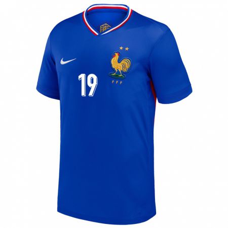 Kandiny Enfant Maillot France Karim Benzema #19 Bleu Tenues Domicile 24-26 T-Shirt
