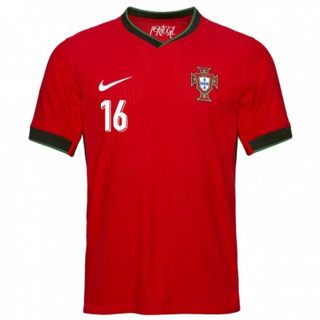 Kandiny Enfant Maillot Portugal Matheus Nunes #16 Rouge Tenues Domicile 24-26 T-Shirt