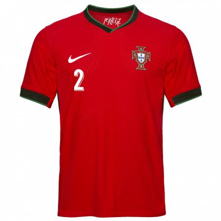 Kandiny Enfant Maillot Portugal Diogo Dalot #2 Rouge Tenues Domicile 24-26 T-Shirt