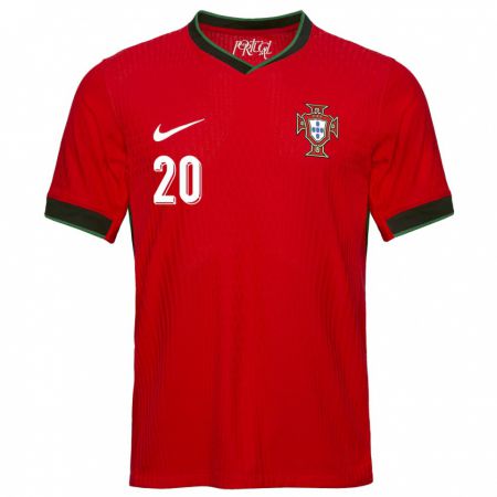 Kandiny Enfant Maillot Portugal Kika Nazareth #20 Rouge Tenues Domicile 24-26 T-Shirt