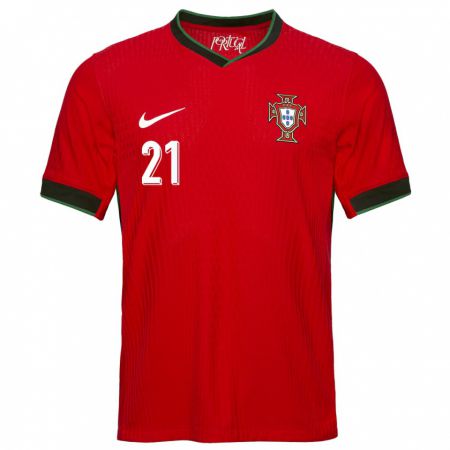 Kandiny Enfant Maillot Portugal Ricardo Horta #21 Rouge Tenues Domicile 24-26 T-Shirt
