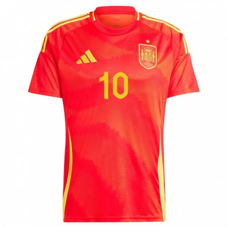 Kandiny Enfant Maillot Espagne Dani Olmo #10 Rouge Tenues Domicile 24-26 T-Shirt