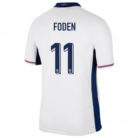 Kandiny Enfant Maillot Angleterre Phil Foden #11 Blanc Tenues Domicile 24-26 T-Shirt