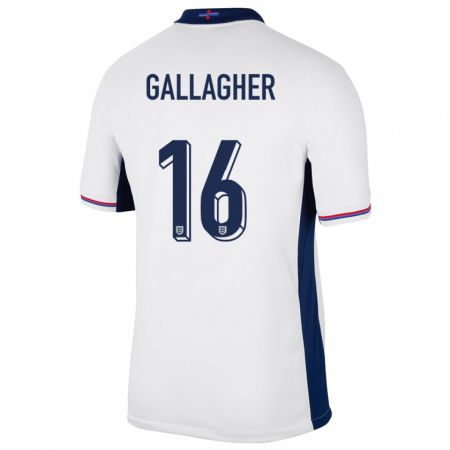 Kandiny Enfant Maillot Angleterre Conor Gallagher #16 Blanc Tenues Domicile 24-26 T-Shirt
