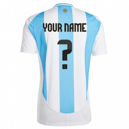 Kandiny Enfant Maillot Argentine Votre Nom #0 Blanc Bleu Tenues Domicile 24-26 T-Shirt