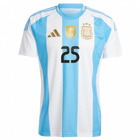 Kandiny Enfant Maillot Argentine Lisandro Martinez #25 Blanc Bleu Tenues Domicile 24-26 T-Shirt