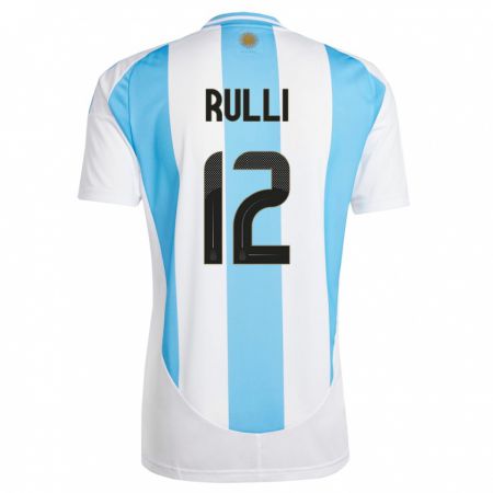 Kandiny Enfant Maillot Argentine Geronimo Rulli #12 Blanc Bleu Tenues Domicile 24-26 T-Shirt