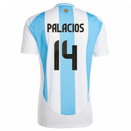 Kandiny Enfant Maillot Argentine Exequiel Palacios #14 Blanc Bleu Tenues Domicile 24-26 T-Shirt