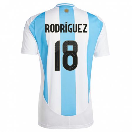 Kandiny Enfant Maillot Argentine Guido Rodriguez #18 Blanc Bleu Tenues Domicile 24-26 T-Shirt