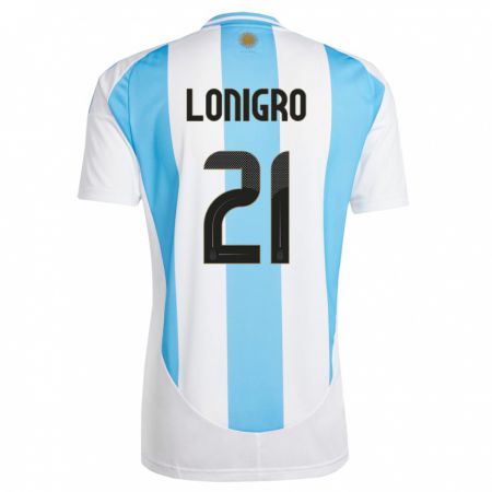 Kandiny Enfant Maillot Argentine Erica Lonigro #21 Blanc Bleu Tenues Domicile 24-26 T-Shirt