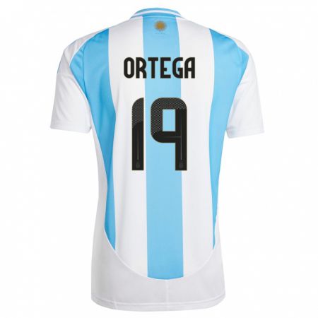 Kandiny Enfant Maillot Argentine Francisco Ortega #19 Blanc Bleu Tenues Domicile 24-26 T-Shirt