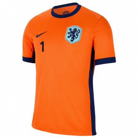 Kandiny Enfant Maillot Pays-Bas Mikki Van Sas #1 Orange Tenues Domicile 24-26 T-Shirt