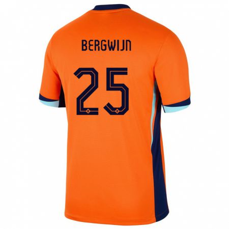 Kandiny Enfant Maillot Pays-Bas Steven Bergwijn #25 Orange Tenues Domicile 24-26 T-Shirt