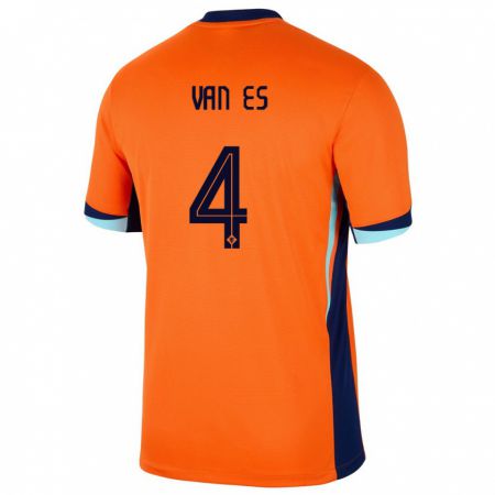 Kandiny Enfant Maillot Pays-Bas Kika Van Es #4 Orange Tenues Domicile 24-26 T-Shirt