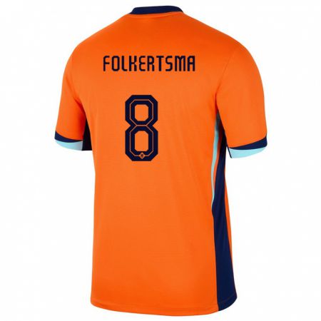 Kandiny Enfant Maillot Pays-Bas Sisca Folkertsma #8 Orange Tenues Domicile 24-26 T-Shirt