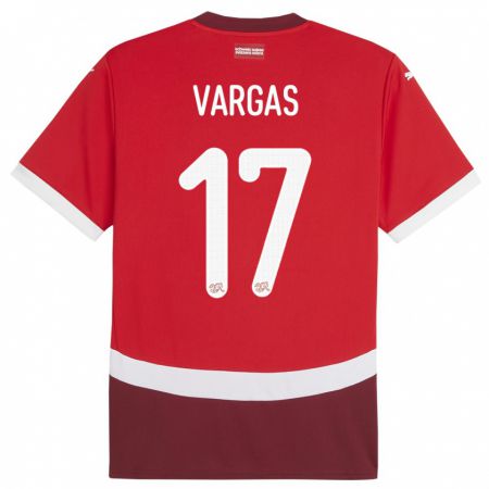 Kandiny Enfant Maillot Suisse Ruben Vargas #17 Rouge Tenues Domicile 24-26 T-Shirt