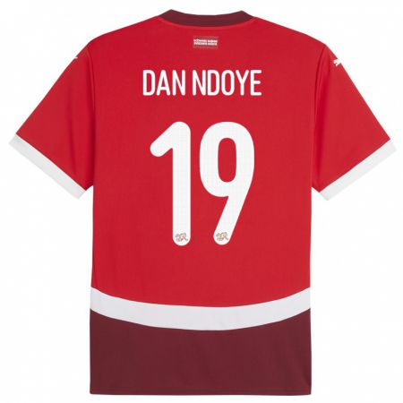 Kandiny Enfant Maillot Suisse Dan Ndoye #19 Rouge Tenues Domicile 24-26 T-Shirt